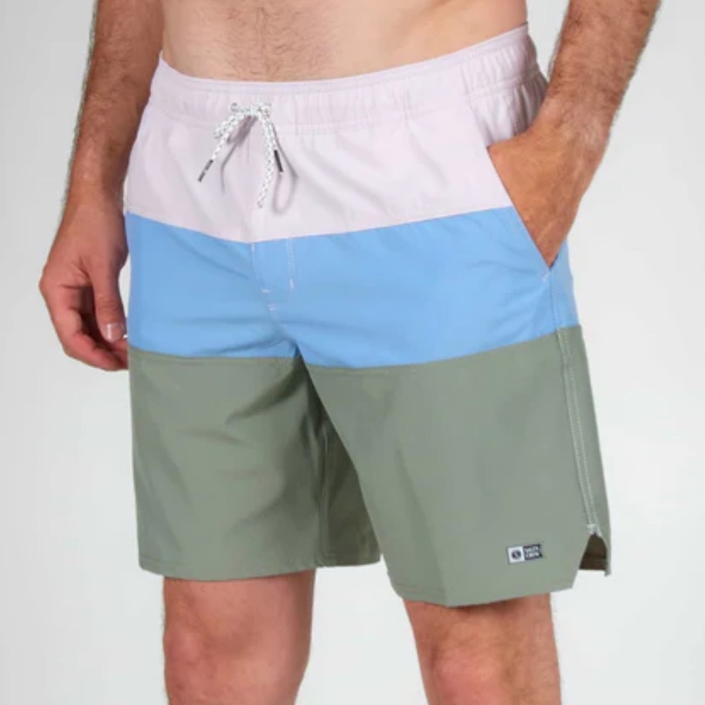 Salty Crew Beacons Marine Blue Boardshorts Colorblock Mesh Lined Pockets-Medium